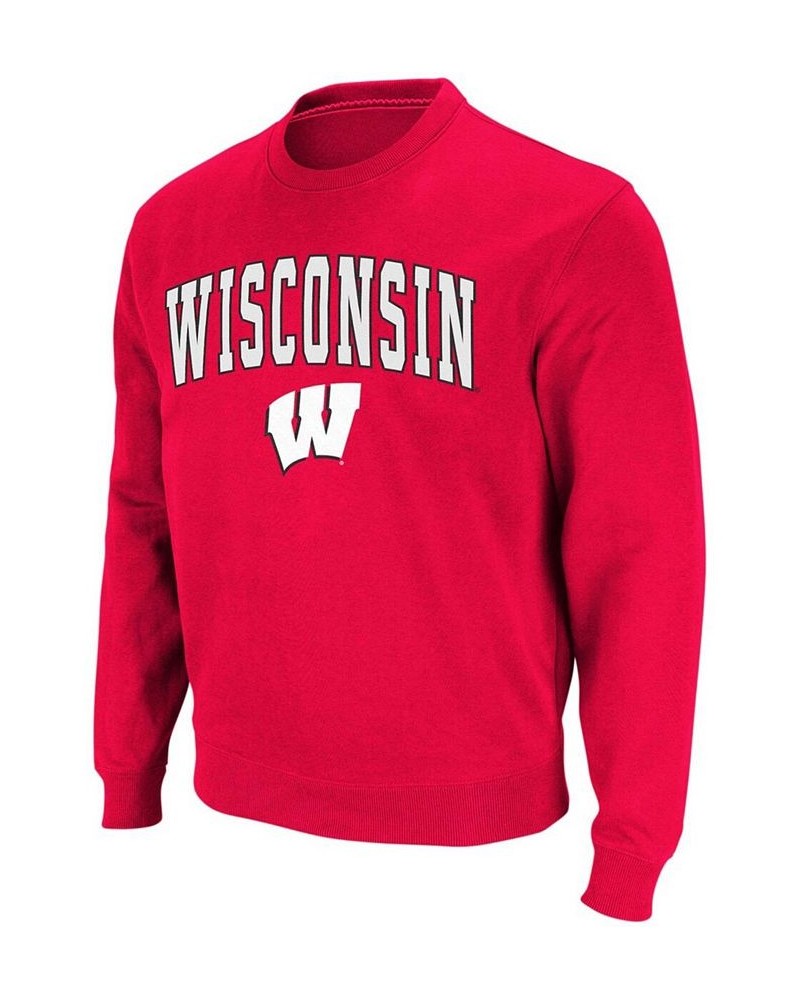 Men's Red Wisconsin Badgers Arch Logo Crew Neck Sweatshirt $34.79 Sweatshirt