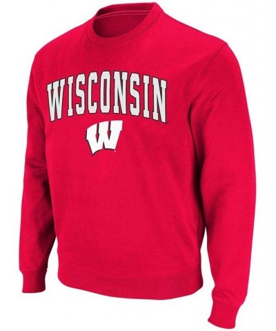 Men's Red Wisconsin Badgers Arch Logo Crew Neck Sweatshirt $34.79 Sweatshirt