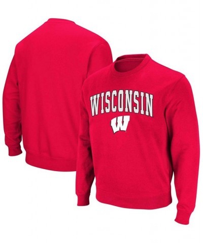 Men's Red Wisconsin Badgers Arch Logo Crew Neck Sweatshirt $34.79 Sweatshirt