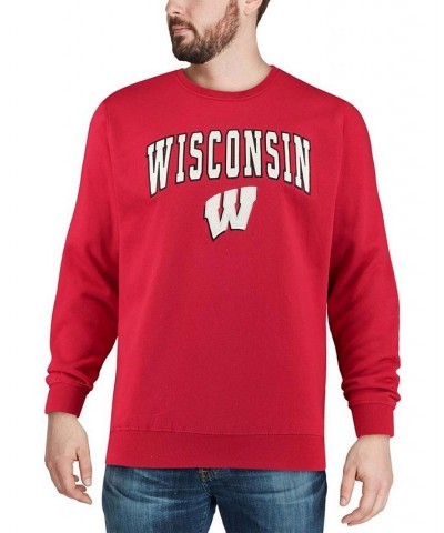 Men's Red Wisconsin Badgers Arch Logo Crew Neck Sweatshirt $34.79 Sweatshirt