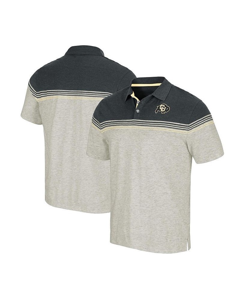 Men's Oatmeal, Black Colorado Buffaloes Hill Valley Polo Shirt $26.49 Polo Shirts