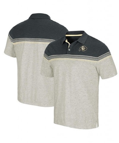 Men's Oatmeal, Black Colorado Buffaloes Hill Valley Polo Shirt $26.49 Polo Shirts