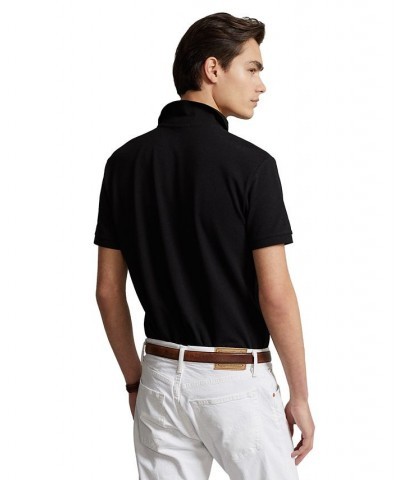 Men's Custom Slim Fit Big Pony Mesh Polo Shirt Black $56.70 Polo Shirts