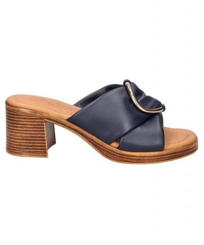 Women's Chi-Italy Block Heel Sandals Blue $37.50 Shoes