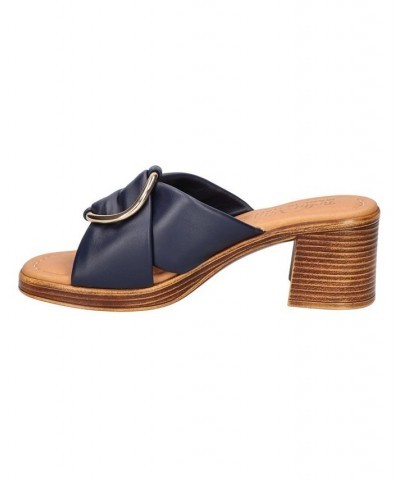 Women's Chi-Italy Block Heel Sandals Blue $37.50 Shoes