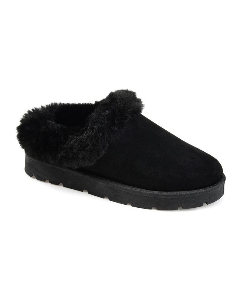 Women's Faux Fur Trim Whisp Slipper Black $34.40 Shoes