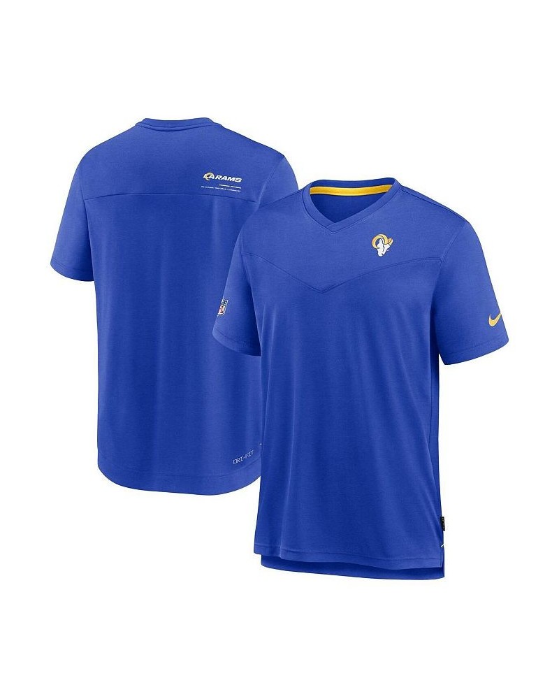 Men's Royal Los Angeles Rams 2022 Sideline Coach Chevron Lock Up Performance V-Neck T-shirt $29.90 T-Shirts