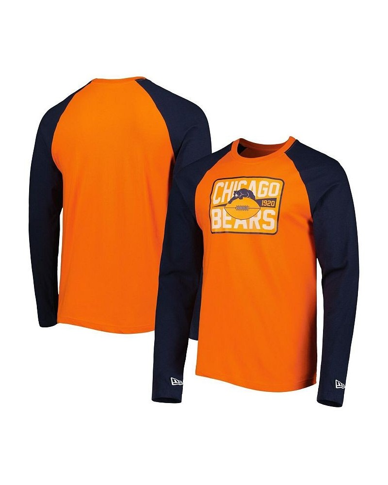 Men's Orange Chicago Bears Throwback Raglan Long Sleeve T-shirt $26.99 T-Shirts