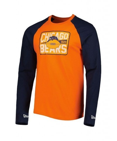 Men's Orange Chicago Bears Throwback Raglan Long Sleeve T-shirt $26.99 T-Shirts