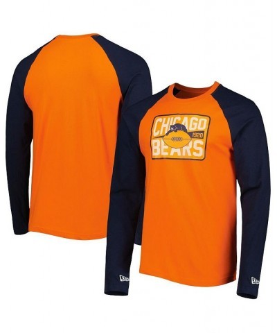 Men's Orange Chicago Bears Throwback Raglan Long Sleeve T-shirt $26.99 T-Shirts