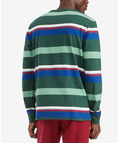 Men's Long Sleeve Dalton Stripe Tee Green $14.41 T-Shirts