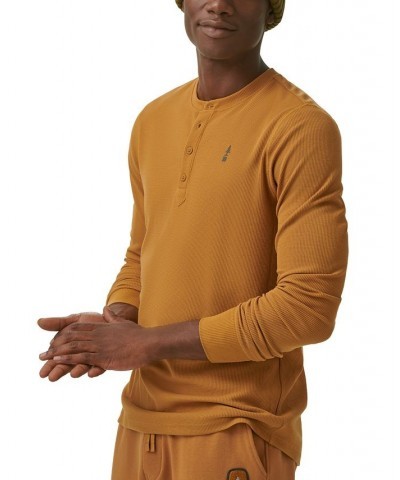 Men's Camden Waffle-Knit Long-Sleeve Henley Brown $10.17 T-Shirts