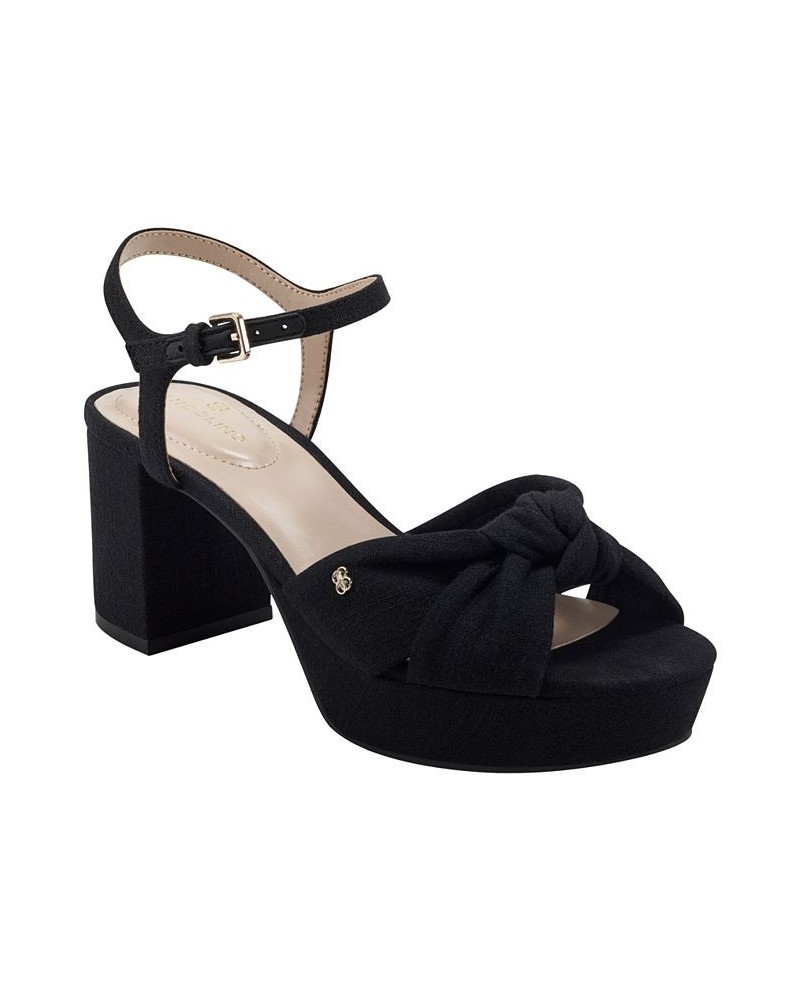 Women's Prezley Platform Block Heel Dress Sandals Black $38.27 Shoes