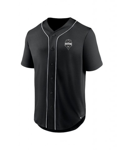 Men's Branded Black Seattle Sounders FC Third Period Fashion Baseball Button-Up Jersey $30.80 Jersey