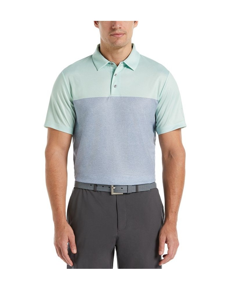 Men's Athletic-Fit Airflux Birdseye Block Print Short Sleeve Golf Polo Shirt PD07 $13.92 Polo Shirts