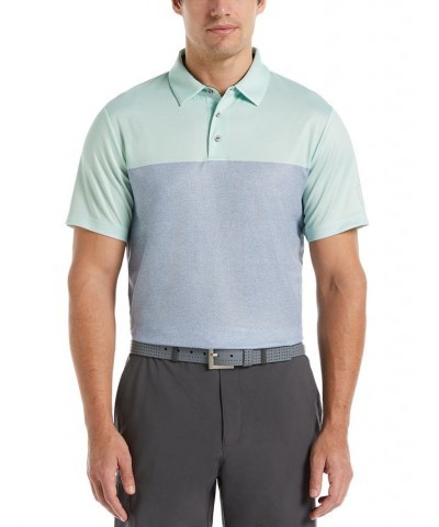 Men's Athletic-Fit Airflux Birdseye Block Print Short Sleeve Golf Polo Shirt PD07 $13.92 Polo Shirts