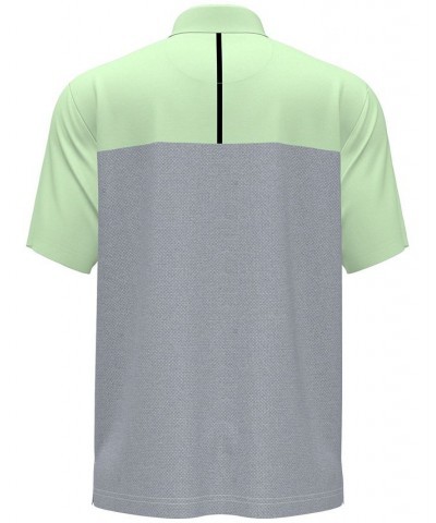 Men's Athletic-Fit Airflux Birdseye Block Print Short Sleeve Golf Polo Shirt PD07 $13.92 Polo Shirts