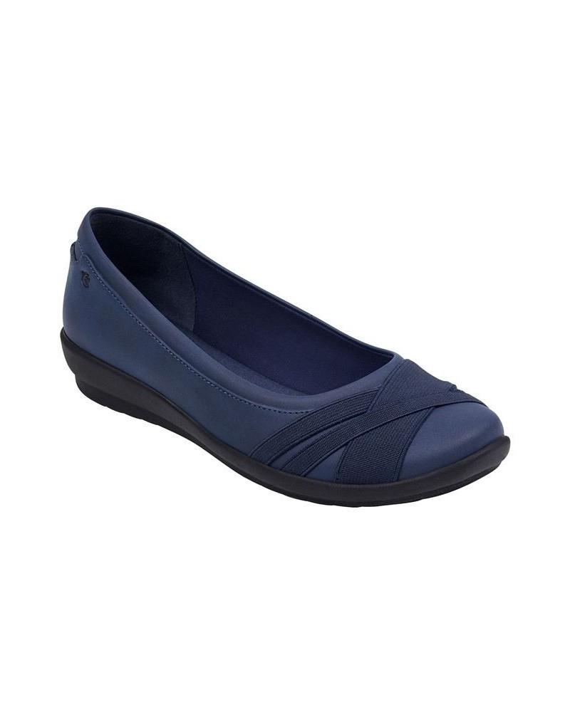 Women's Acasia Round Toe Slip-on Casual Flats Blue $33.18 Shoes