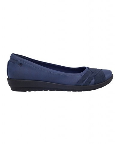 Women's Acasia Round Toe Slip-on Casual Flats Blue $33.18 Shoes