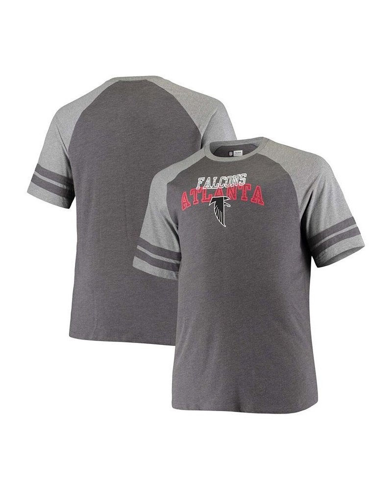 Men's Big and Tall Black, Heathered Gray Atlanta Falcons Throwback 2-Stripe Raglan T-shirt $20.79 T-Shirts