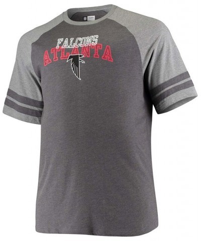 Men's Big and Tall Black, Heathered Gray Atlanta Falcons Throwback 2-Stripe Raglan T-shirt $20.79 T-Shirts