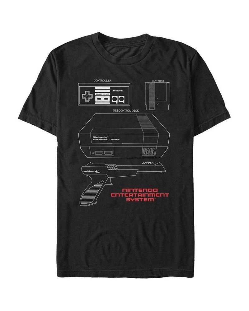 Nintendo Men's NES Console Accessories Short Sleeve T-Shirt Black $20.64 T-Shirts