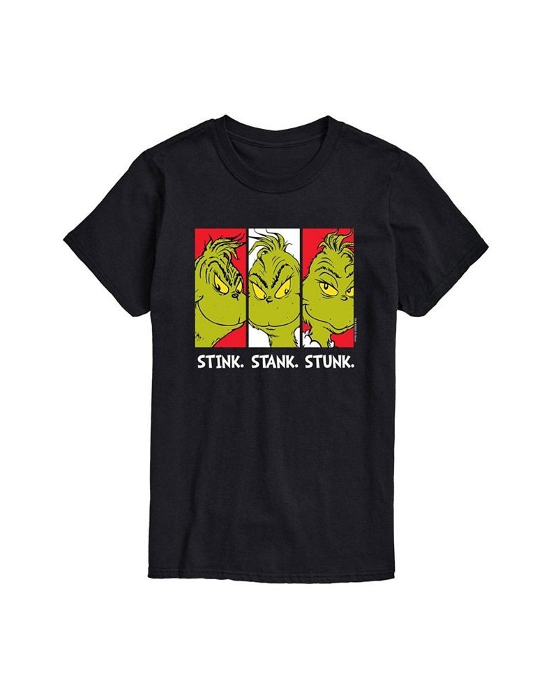 Men's Dr. Seuss The Grinch Stink Stank Stunk Graphic T-shirt Black $15.40 T-Shirts