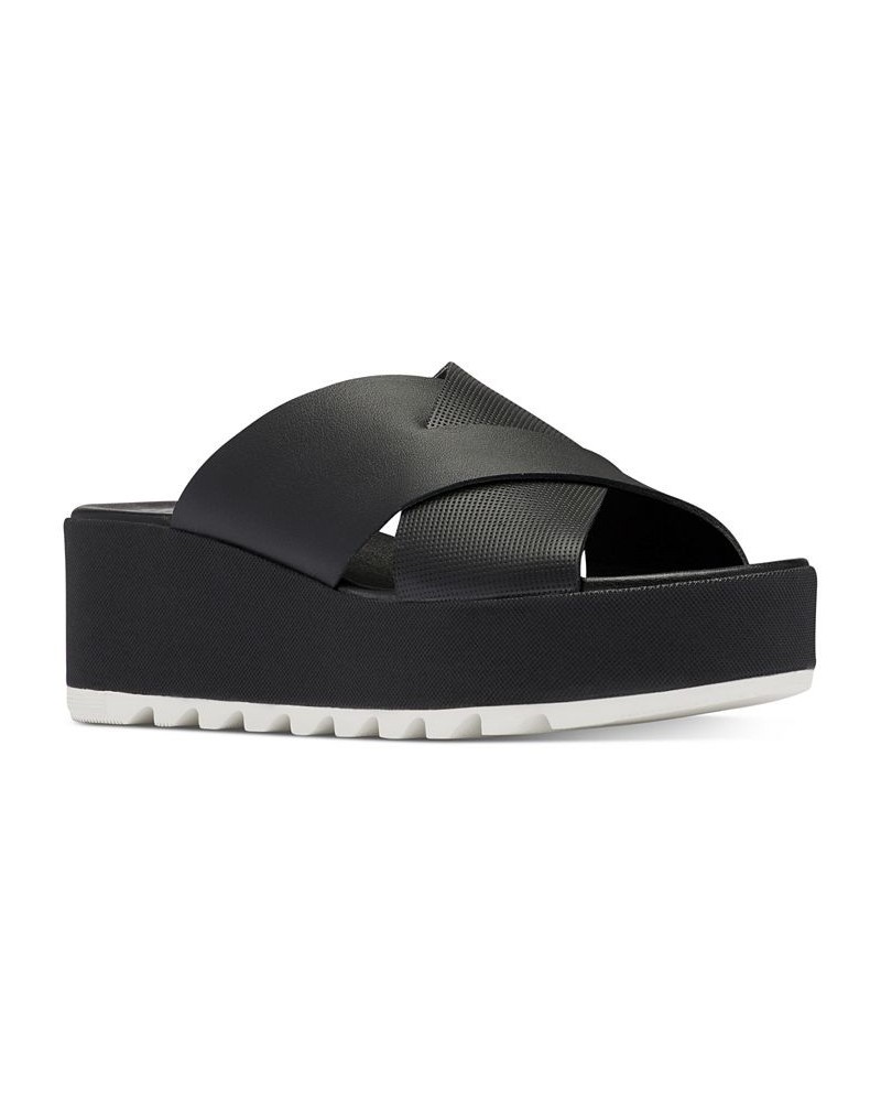 Women's Cameron Flatform Wedge Sandals Black $56.70 Shoes