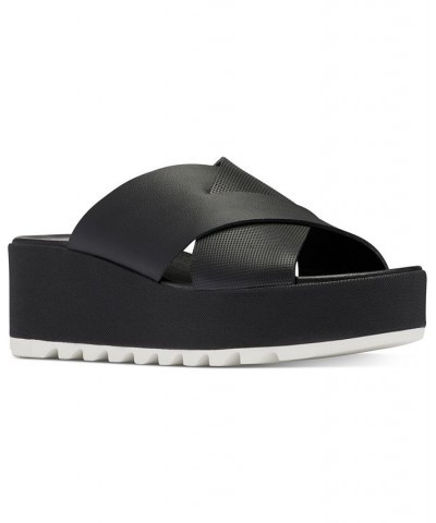 Women's Cameron Flatform Wedge Sandals Black $56.70 Shoes