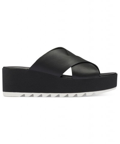 Women's Cameron Flatform Wedge Sandals Black $56.70 Shoes