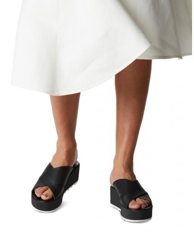 Women's Cameron Flatform Wedge Sandals Black $56.70 Shoes