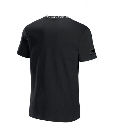 Men's NFL X Staple Black Buffalo Bills Embroidered Fundementals Globe Short Sleeve T-shirt $20.00 T-Shirts