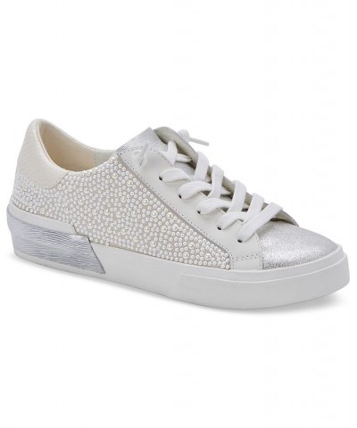 Women's Zina Embellished Lace-Up Sneakers White $81.60 Shoes