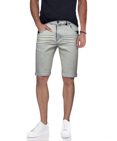 Men's Stretch Roll Up Denim Shorts Blue $27.88 Shorts