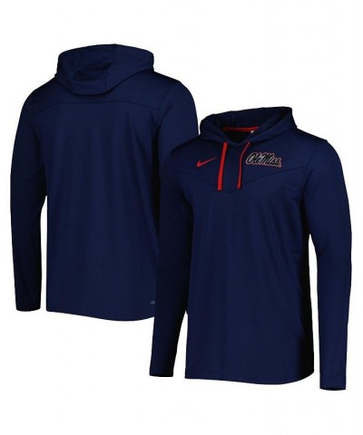 Men's Navy, Red Ole Miss Rebels Sideline Performance Hoodie Long Sleeve T-shirt $26.04 T-Shirts