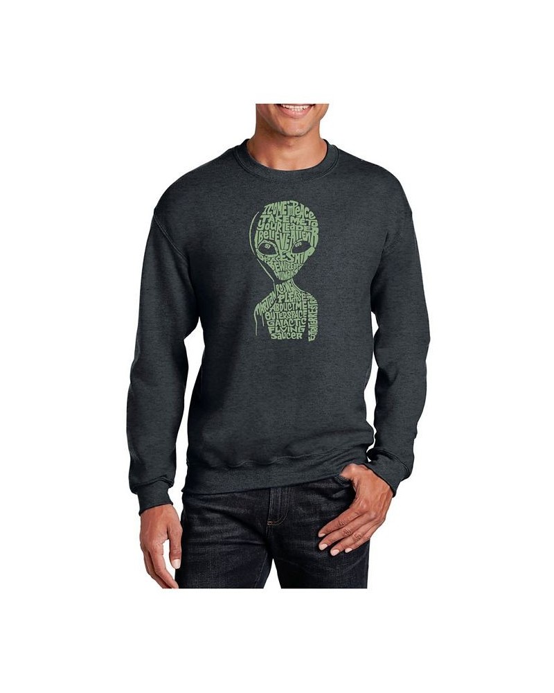 Men's Word Art Alien Crewneck Sweatshirt Gray $22.00 Sweatshirt