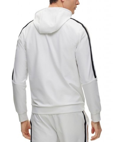 BOSS Men's Zip-Up Hoodie in Active-Stretch Jersey with Logo White $107.10 Sweatshirt