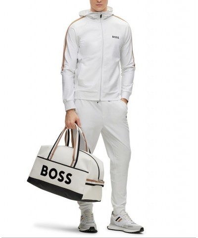 BOSS Men's Zip-Up Hoodie in Active-Stretch Jersey with Logo White $107.10 Sweatshirt