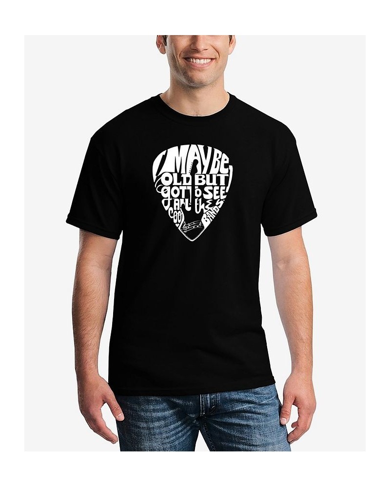 Men's Word Art Guitar Pick Short Sleeve T-shirt Black $18.19 T-Shirts