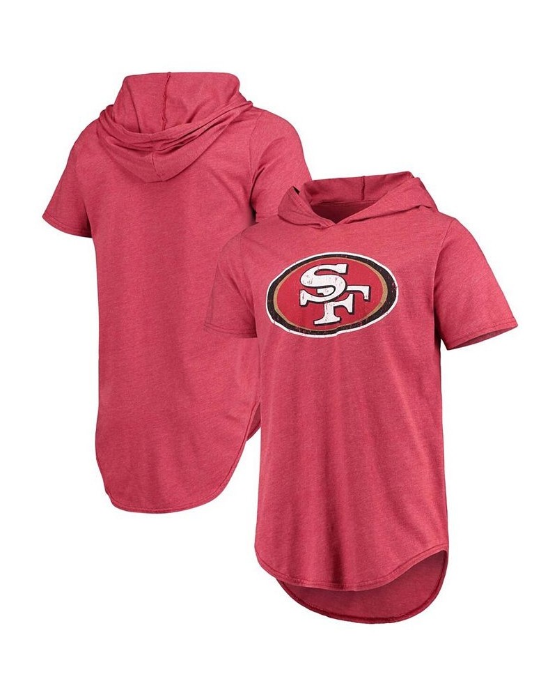 Men's Scarlet San Francisco 49Ers Primary Logo Tri-Blend Hoodie T-shirt $31.19 T-Shirts