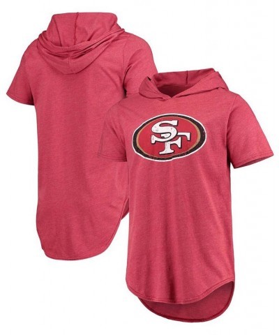 Men's Scarlet San Francisco 49Ers Primary Logo Tri-Blend Hoodie T-shirt $31.19 T-Shirts