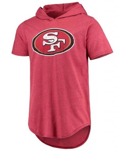 Men's Scarlet San Francisco 49Ers Primary Logo Tri-Blend Hoodie T-shirt $31.19 T-Shirts