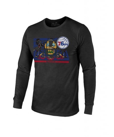 Men's Threads Black Philadelphia 76ers City and State Tri-Blend Long Sleeve T-shirt $32.99 T-Shirts