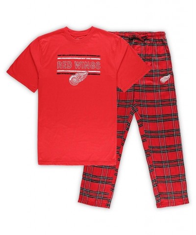 Men's Red Detroit Red Wings Big and Tall T-shirt and Pajama Pants Sleep Set $38.40 Pajama