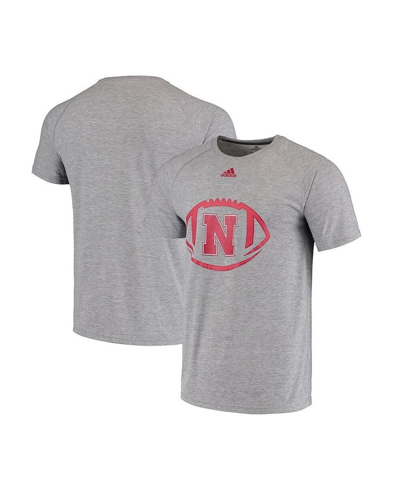 Men's Heathered Gray Nebraska Huskers Sideline Spiral Climalite Raglan T-shirt $13.94 T-Shirts