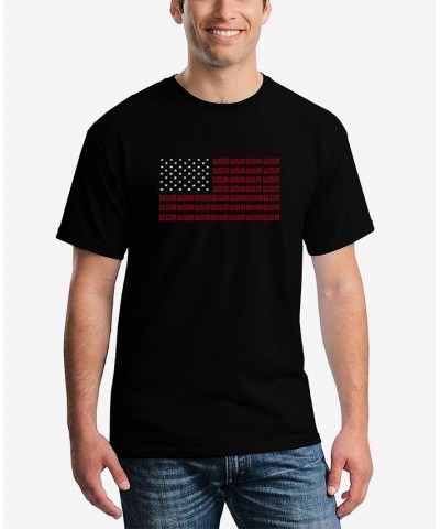 Men's Word Art USA Flag T-shirt Black $14.00 T-Shirts