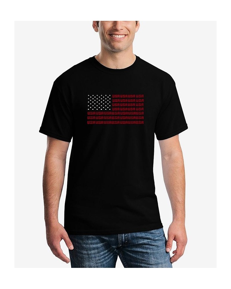 Men's Word Art USA Flag T-shirt Black $14.00 T-Shirts