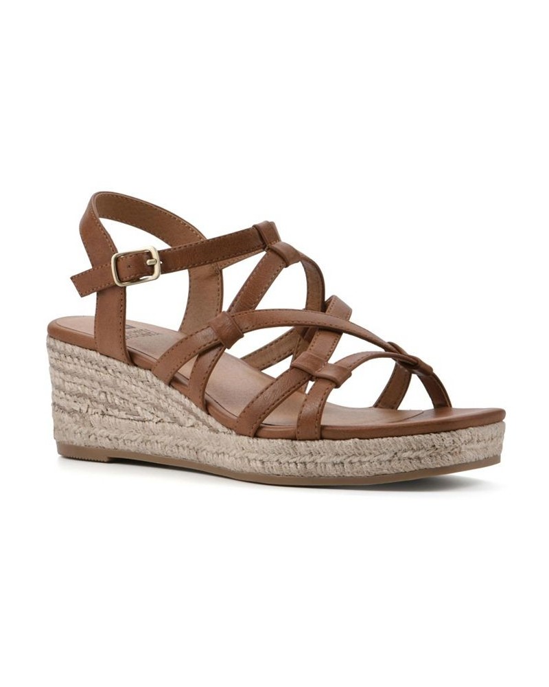 Women's Swayze Wedge Sandals Brown $38.27 Shoes