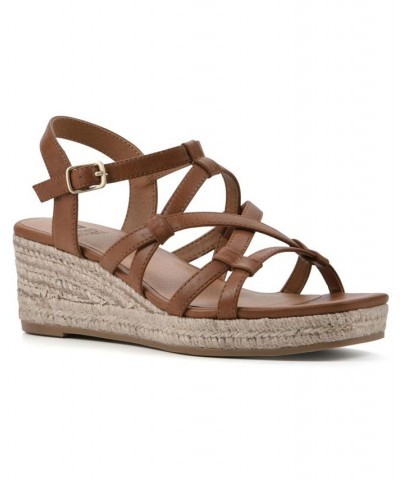 Women's Swayze Wedge Sandals Brown $38.27 Shoes