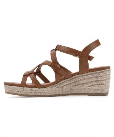 Women's Swayze Wedge Sandals Brown $38.27 Shoes